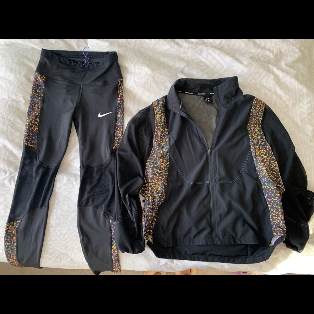 Nike floral leggings and jacket set, small, new!